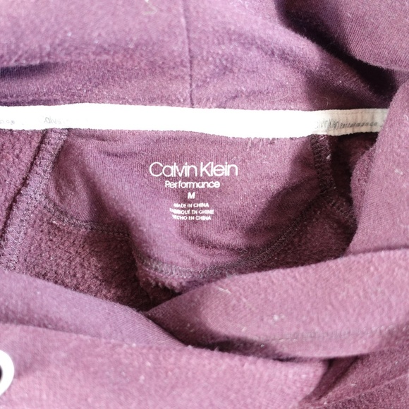Calvin Klein Performance Maroon Wine Purple Hoodie Kangaroo Pocket Sweater - Picture 8 of 13